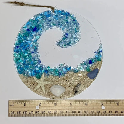 Coastal Wave Glass Hanging Ornament