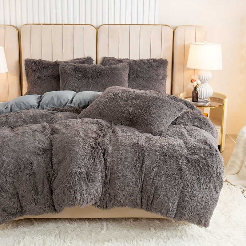 Cozy Soft Plush Duvet Cover Set with Zipper