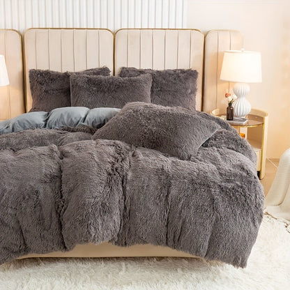 Cozy Soft Plush Duvet Cover Set with Zipper