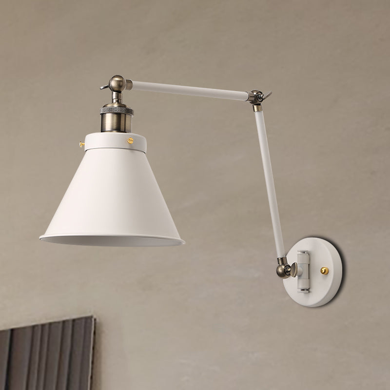 Modern Metal Swing Arm Wall Lamp Black White