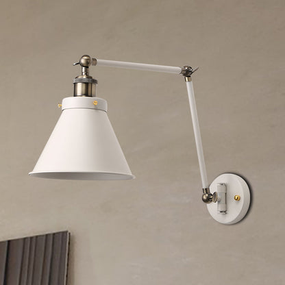 Modern Metal Swing Arm Wall Lamp Black White