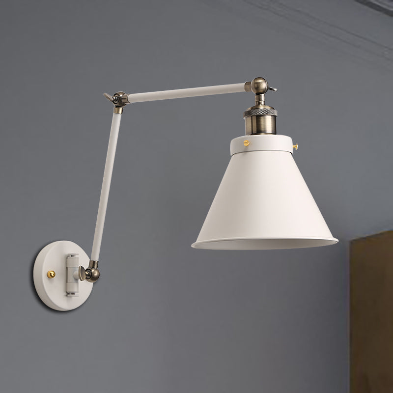 Modern Metal Swing Arm Wall Lamp Black White