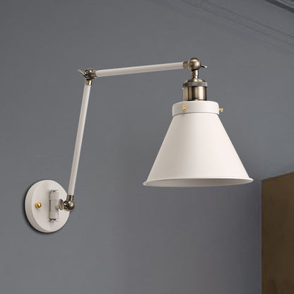 Modern Metal Swing Arm Wall Lamp Black White