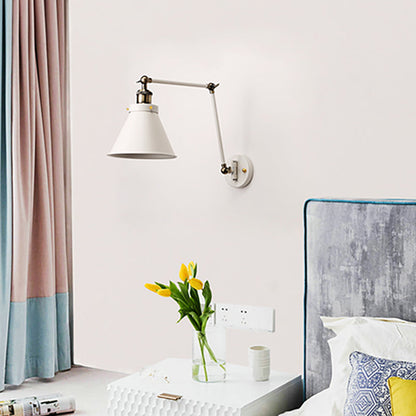Modern Metal Swing Arm Wall Lamp Black White