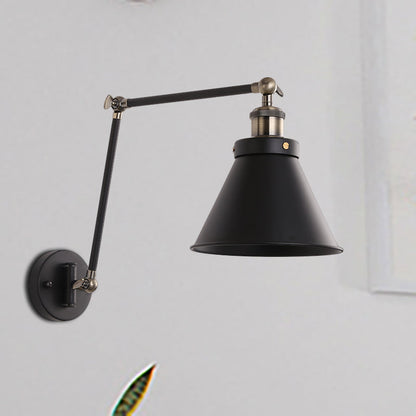 Modern Metal Swing Arm Wall Lamp Black White