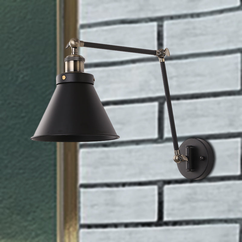 Modern Metal Swing Arm Wall Lamp Black White - Befez