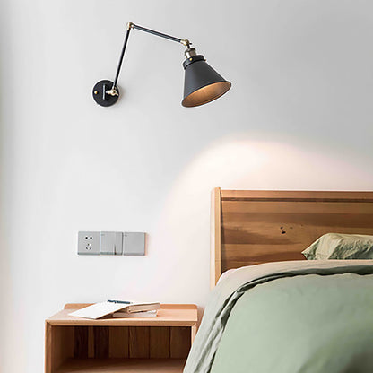 Modern Metal Swing Arm Wall Lamp Black White