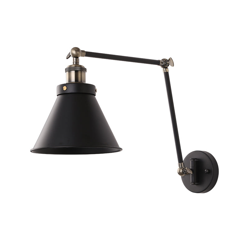 Modern Metal Swing Arm Wall Lamp Black White