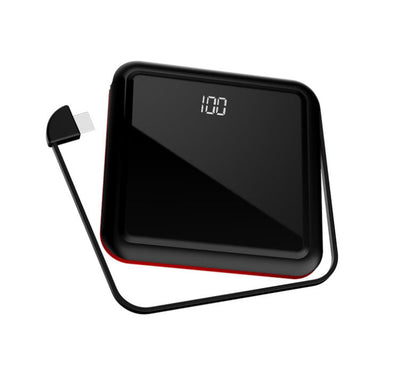 Compact Solar Power Bank with Hidden 3-in-1 Cable