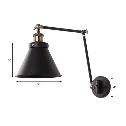 Modern Metal Swing Arm Wall Lamp Black White