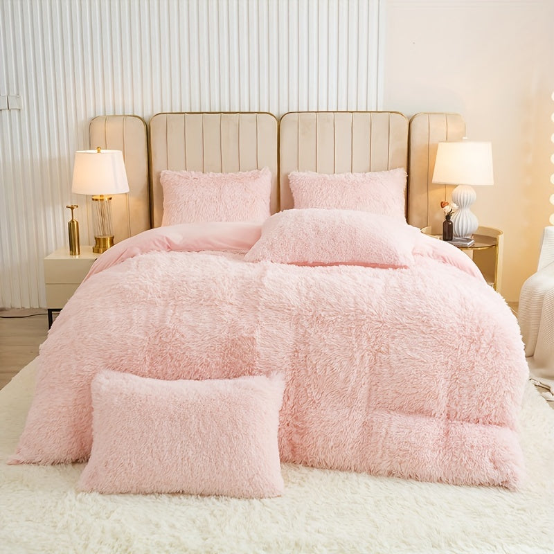 Cozy Soft Plush Duvet Cover Set with Zipper