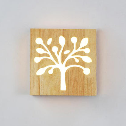 Rustic Wooden LED Wall Light