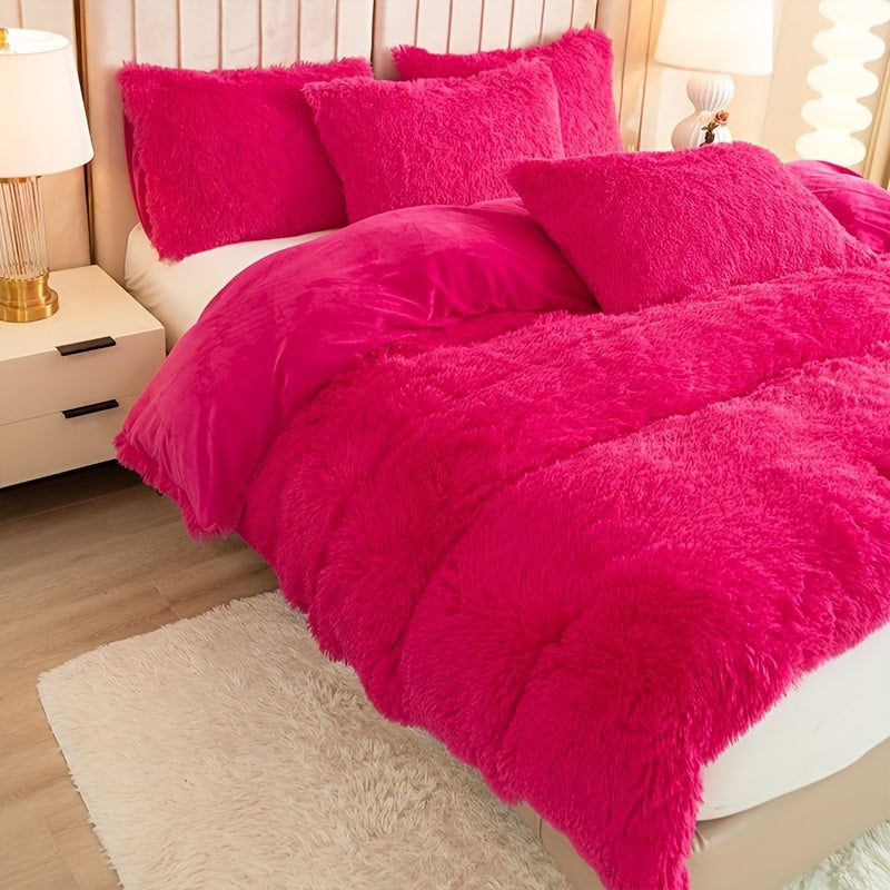 Cozy Soft Plush Duvet Cover Set with Zipper