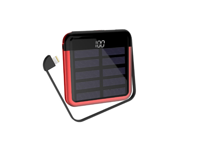 Compact Solar Power Bank with Hidden 3-in-1 Cable
