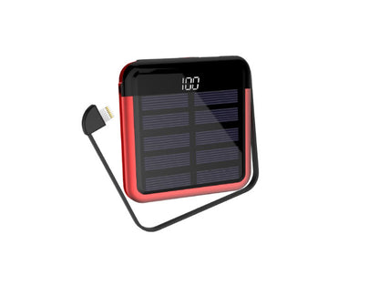 Compact Solar Power Bank with Hidden 3-in-1 Cable