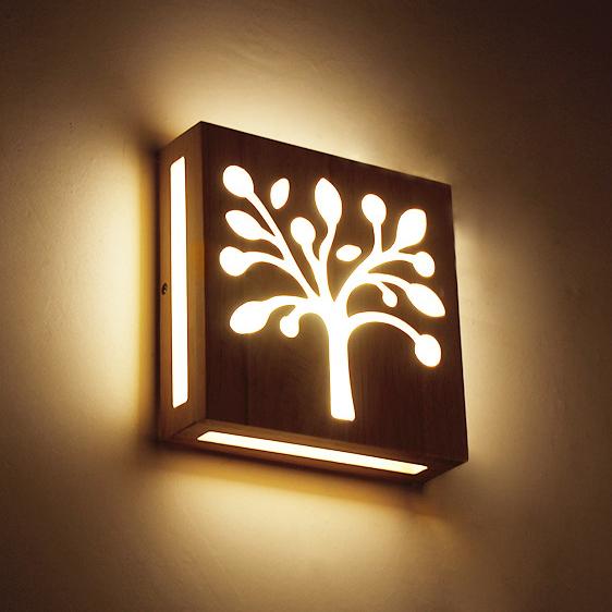 Rustic Wooden LED Wall Light
