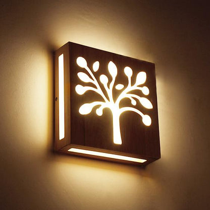 Rustic Wooden LED Wall Light