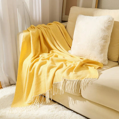 Plush Cotton Tweed Oversized Sofa Throw Blanket - Befez