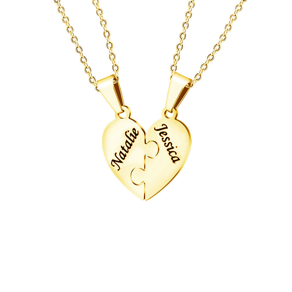 Customizable Love Heart Shaped Puzzle Necklace - Befez