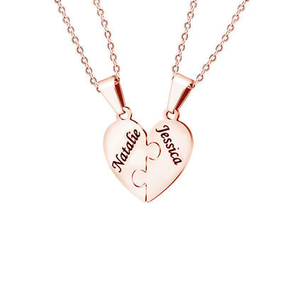 Customizable Love Heart Shaped Puzzle Necklace
