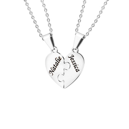 Customizable Love Heart Shaped Puzzle Necklace