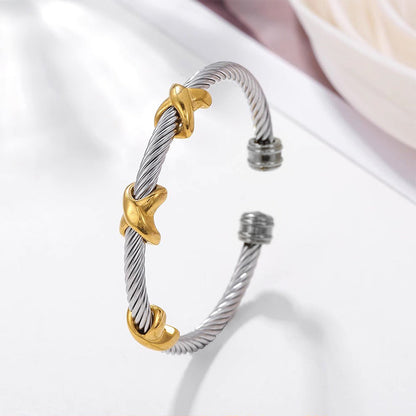 Simple Double Twist Bangle Bracelet