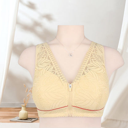 Simple Lace Bralette with Front Zip Closure