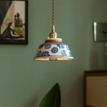 Vintage Asian Ceramic Pendant Lamp