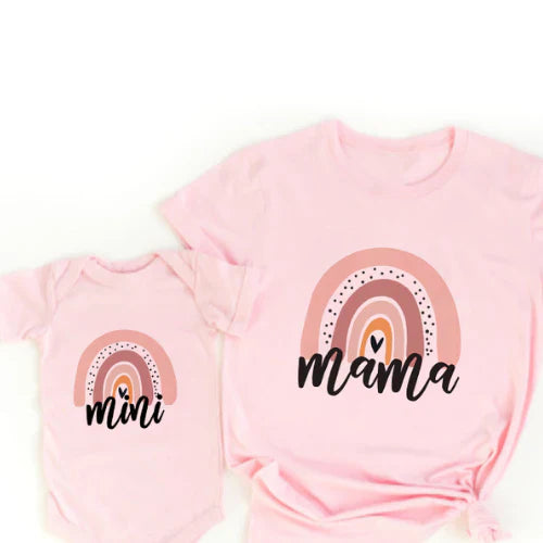 Colorful Mommy & Me Rainbow Tees & Romper Set - Befez