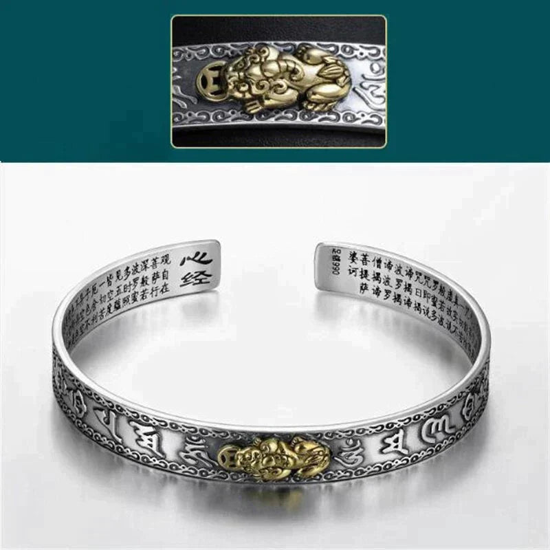 Lucky Chinese Pixiu Silver Charm Bracelet