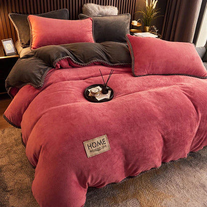 Soft Velvet Fleece Bedding Duvet Cover Set