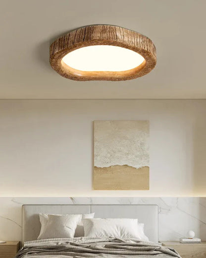 Rustic Wooden Ring Ceiling Light