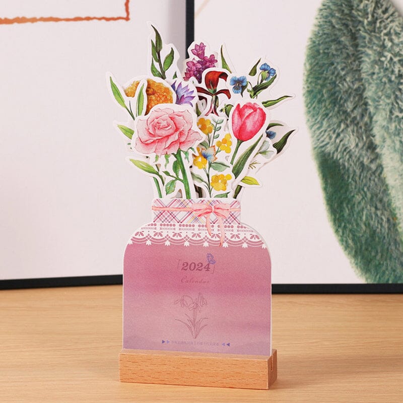 Stylish Wooden 2024 Office Desk Calendar