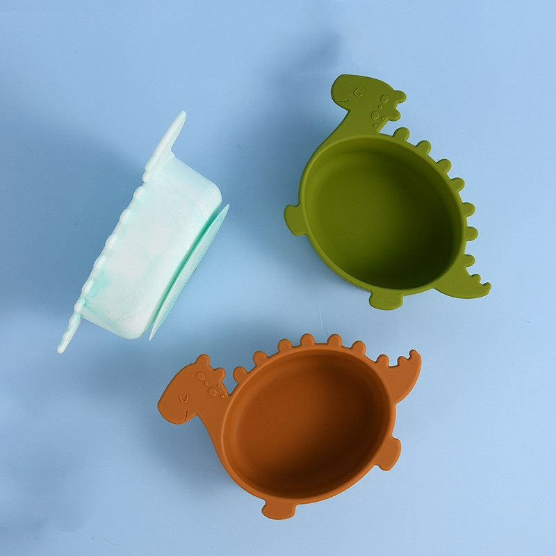 Soft Silicone Baby Bowl - Fun Dinosaur Grip Bowl