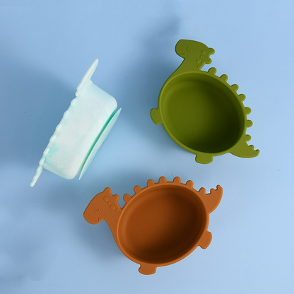 Soft Silicone Baby Bowl - Fun Dinosaur Grip Bowl