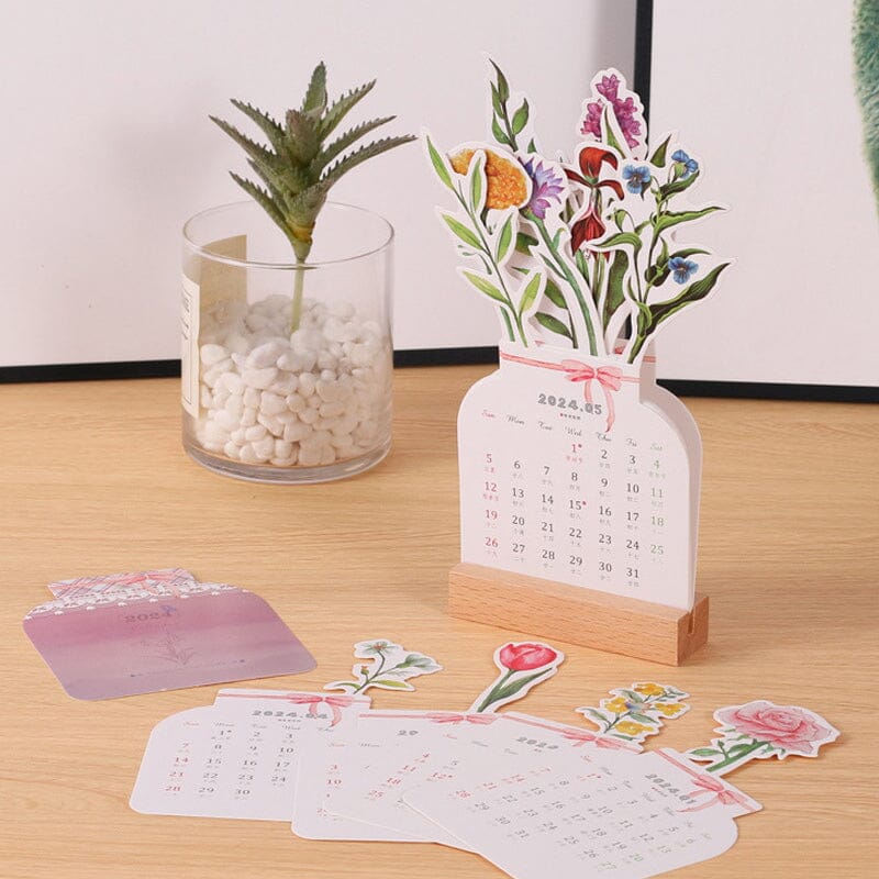Stylish Wooden 2024 Office Desk Calendar