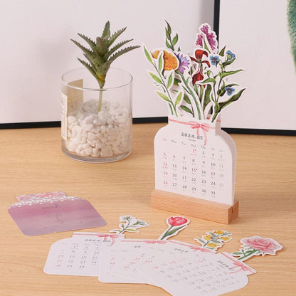 Stylish Wooden 2024 Office Desk Calendar