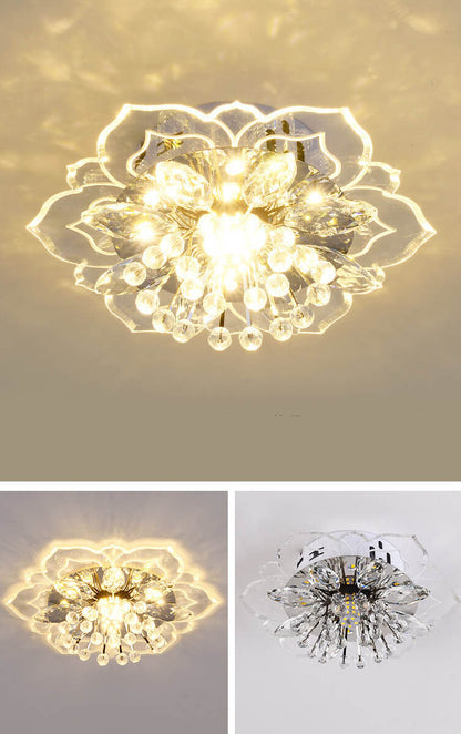 Stylish Floral LED Ceiling Lamp | Color Changing Crystal Light