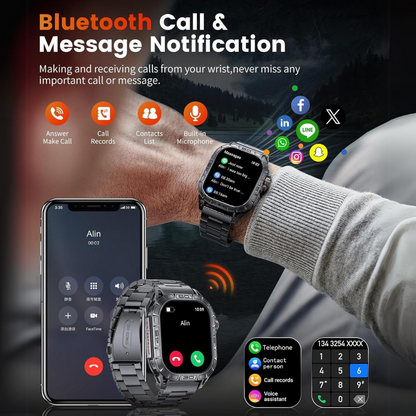 Tough Waterproof Smart Watch with Rugged Military Design