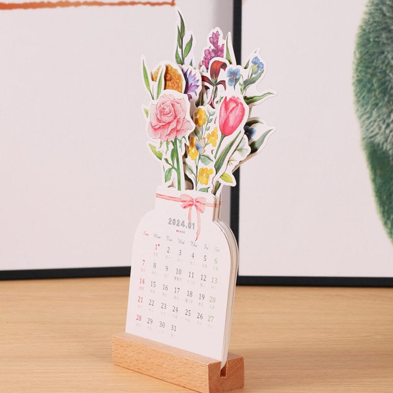 Stylish Wooden 2024 Office Desk Calendar