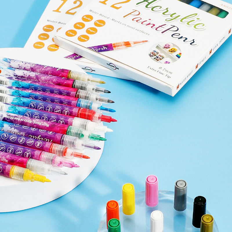 Slim 12 Color Curved Nail Art Pen