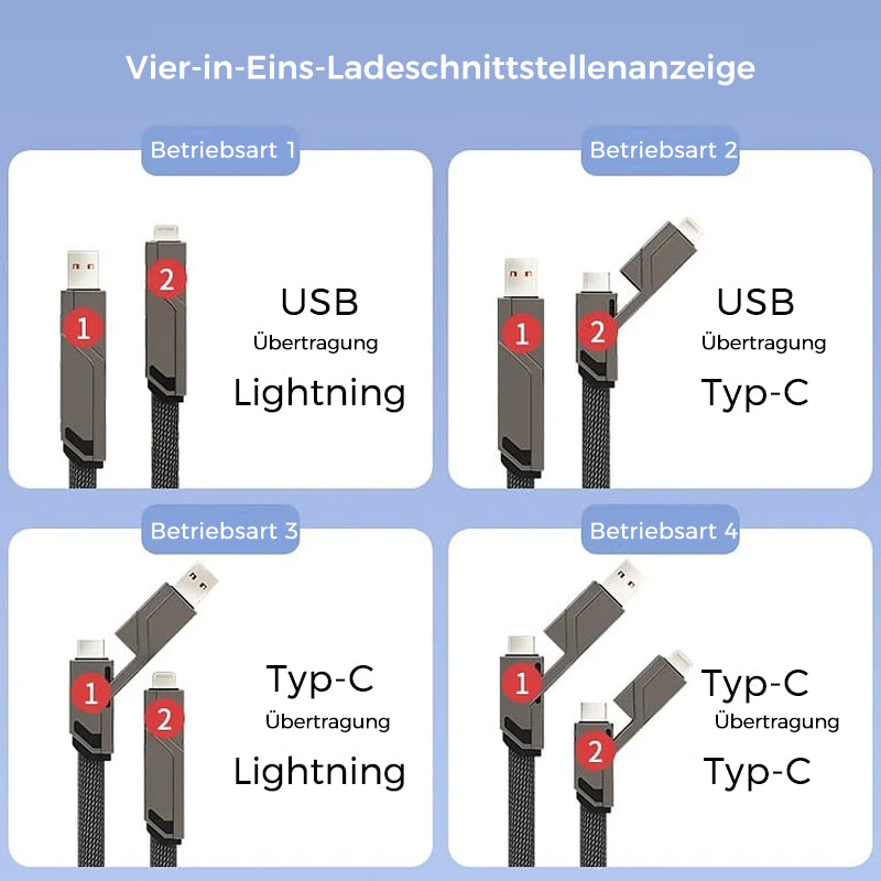 Durable 4-in-1 Tangle Free Charging Cord
