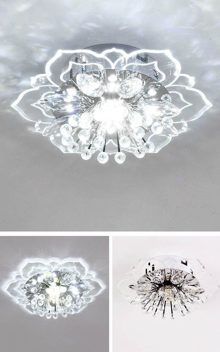 Stylish Floral LED Ceiling Lamp | Color Changing Crystal Light
