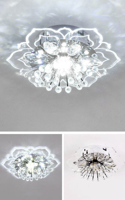 Stylish Floral LED Ceiling Lamp | Color Changing Crystal Light