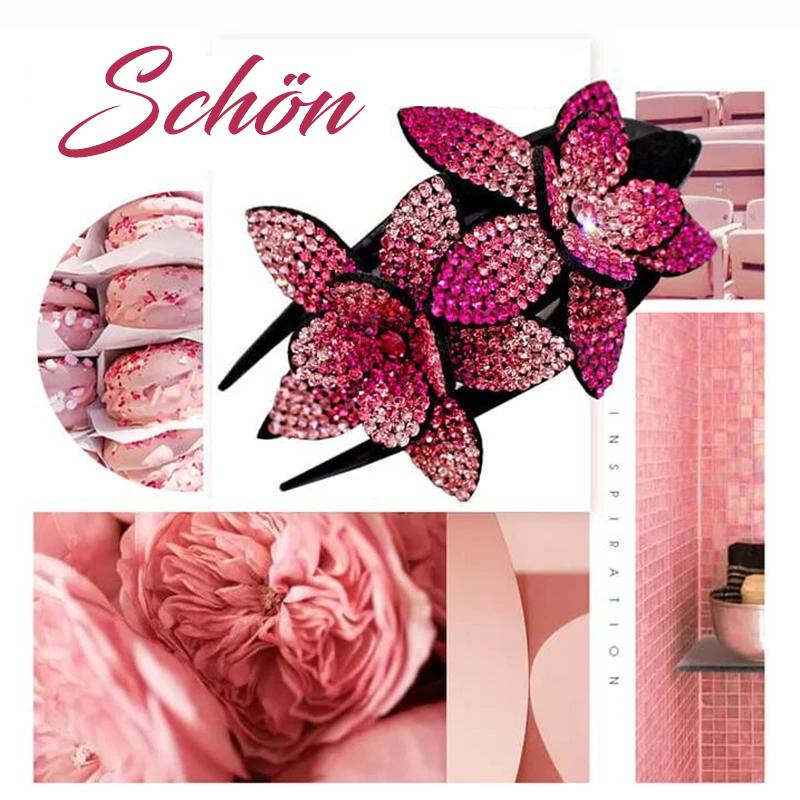 Glittery Floral Double Hair Barrette - Befez