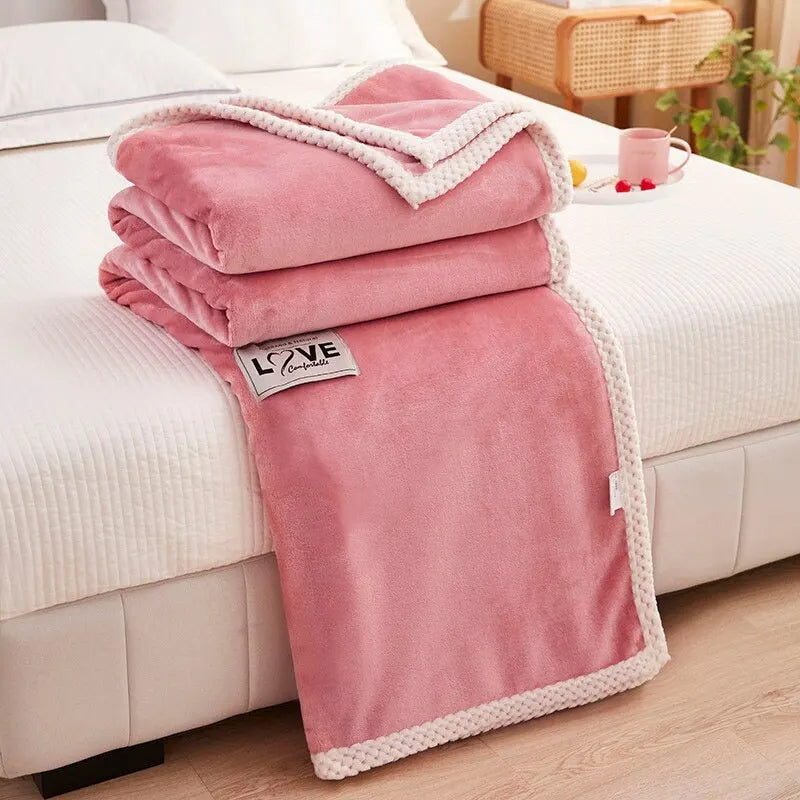 Soft Pink Plush Throw Blanket