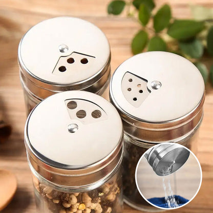 Clear Glass Spice Container Set