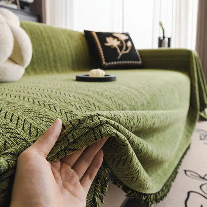 Soft Chenille Tassel Throw Sofa Cover