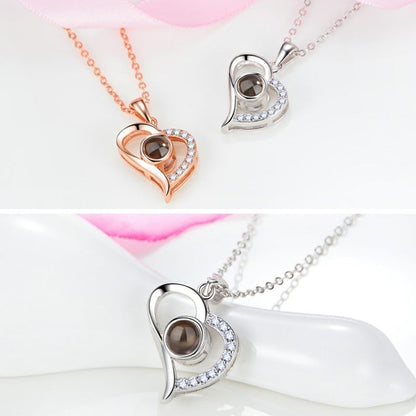 Romantic Heart Necklace with 100 Languages of Love