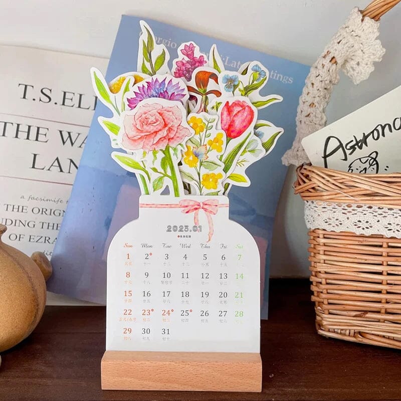 Stylish Wooden 2024 Office Desk Calendar